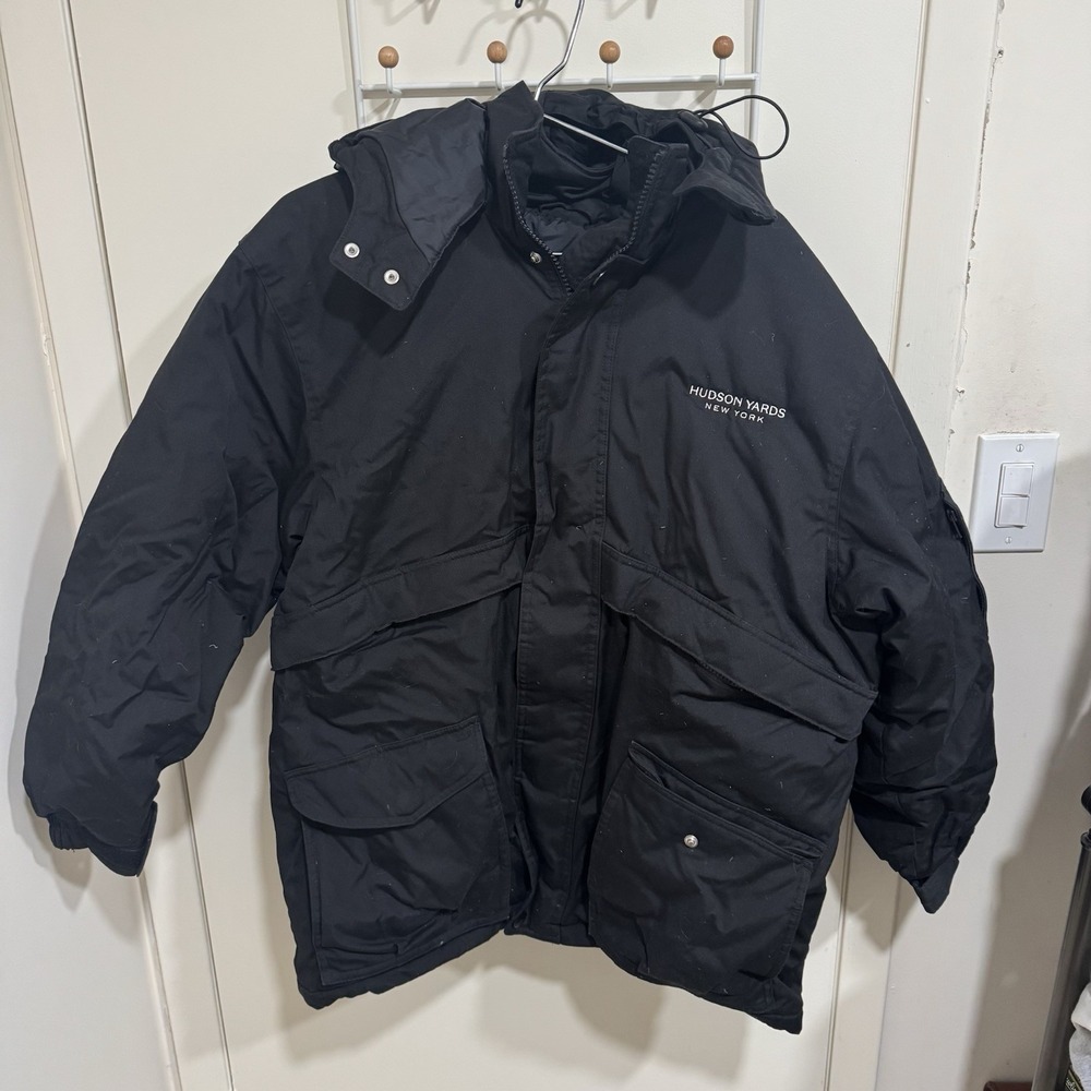 RED KAP Heavyweight Outdoor Winter Parka Hooded Jacket Men's Size Large Black